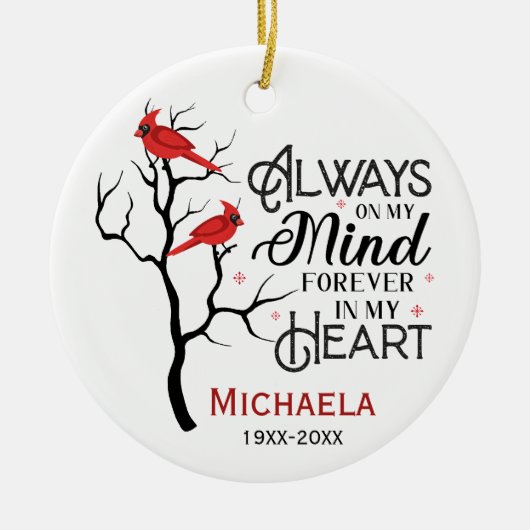 Kardinaal Memorial Ornament (Voorkant)