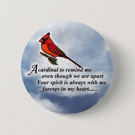 Kardinaal Memorial Poem Ronde Button 5,7 Cm (Voorkant)