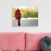 Kardinaal met bezoeker uit het hemelgedicht 14 x 1 canvas afdruk (Insitu (Woonkamer))