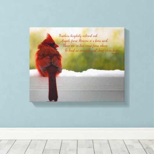 Kardinaal met bezoeker uit het hemelgedicht 14 x 1 canvas afdruk (Insitu (Houten vloer))