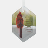 Kardinaal met bezoeker van hemelgedicht glas ornament (Voorkant links)