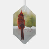 Kardinaal met bezoeker van hemelgedicht glas ornament (Voorkant Rechts)