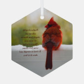 Kardinaal met bezoeker van hemelgedicht glas ornament (Achterkant)