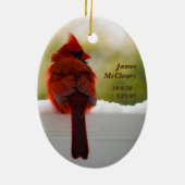 Kardinaal met bezoeker van hemelgedicht keramisch ornament (Achterkant)