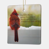 Kardinaal met bezoeker van hemelgedicht keramisch ornament (Links)