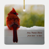 Kardinaal met bezoeker van hemelgedicht keramisch ornament (Achterkant)