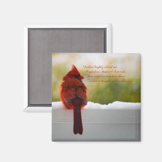 Kardinaal met bezoeker van hemelgedicht magneet (Voorkant / Achterkant)