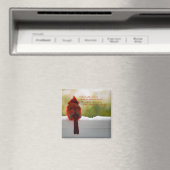 Kardinaal met bezoeker van hemelgedicht magneet (Insitu (Vaatwasser))