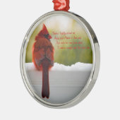 Kardinaal met bezoeker van hemelgedicht metalen ornament (Links)