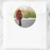 Kardinaal met bezoeker van hemelgedicht ronde sticker (Tas)