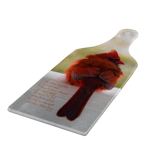 Kardinaal met bezoeker van hemelgedicht snijplank (Hoek)