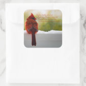 Kardinaal met bezoeker van hemelgedicht vierkante sticker (Tas)