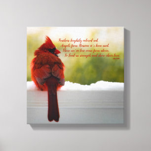Kardinaal met bezoeker van het hemelgedicht 12"x12 canvas afdruk