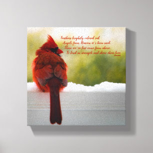 Kardinaal met bezoeker van het hemelgedicht 8"x8" canvas afdruk