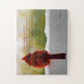 Kardinaal met bezoekers uit de hemel, 14x11 eenvou legpuzzel (Verticaal)