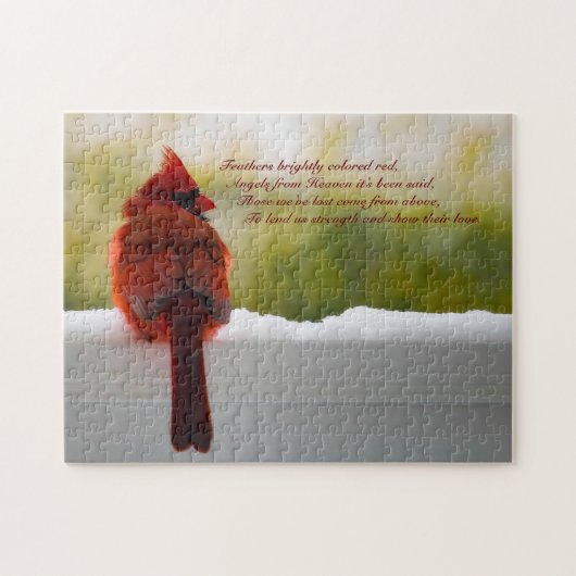 Kardinaal met bezoekers uit de hemel 14x11 uitdage legpuzzel (Horizontaal)