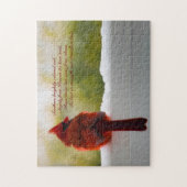 Kardinaal met bezoekers uit de hemel 14x11 uitdage legpuzzel (Verticaal)
