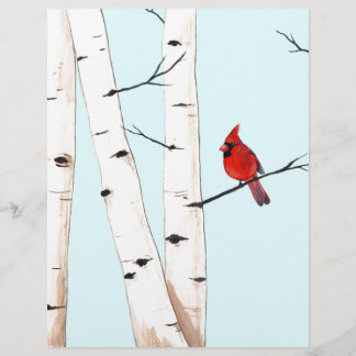 Kardinaal met Birch Trees