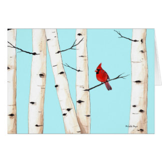 Kardinaal met Birch Trees