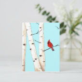 Kardinaal met Birch Trees Briefkaart (Staand voorkant)