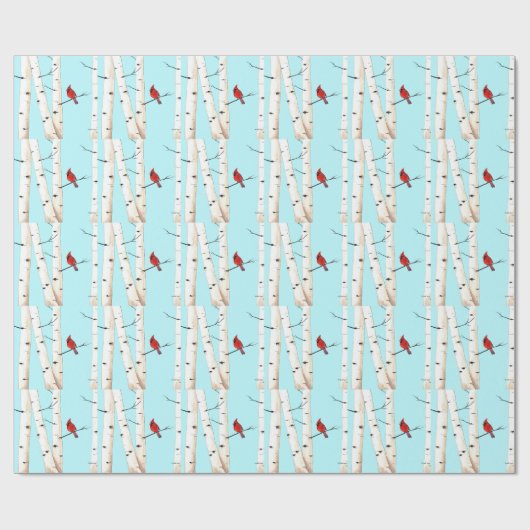 Kardinaal met Birch Trees Cadeaupapier (Vlak)