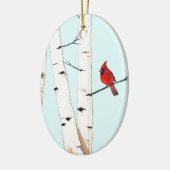 Kardinaal met Birch Trees Keramisch Ornament (Links)