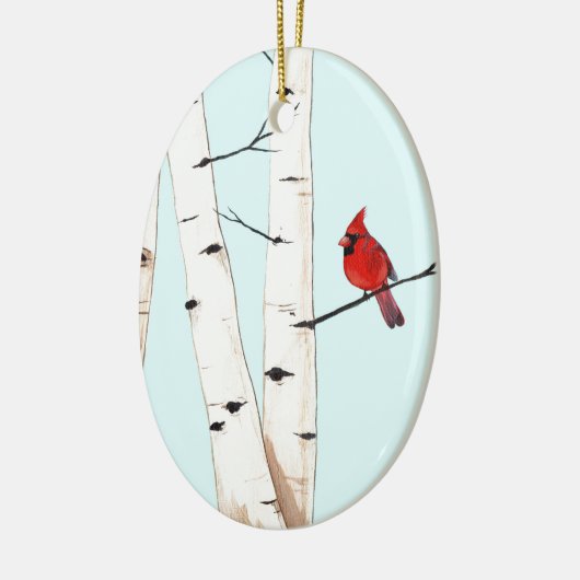 Kardinaal met Birch Trees Keramisch Ornament (Links)