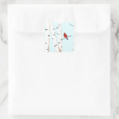 Kardinaal met Birch Trees Vierkante Sticker (Tas)