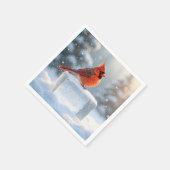 Kardinaal met de groeten van het seizoen op ijs servet (Hoek)