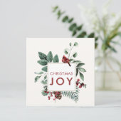 Kardinaal met kerst met bessen en vogel (Staand voorkant)