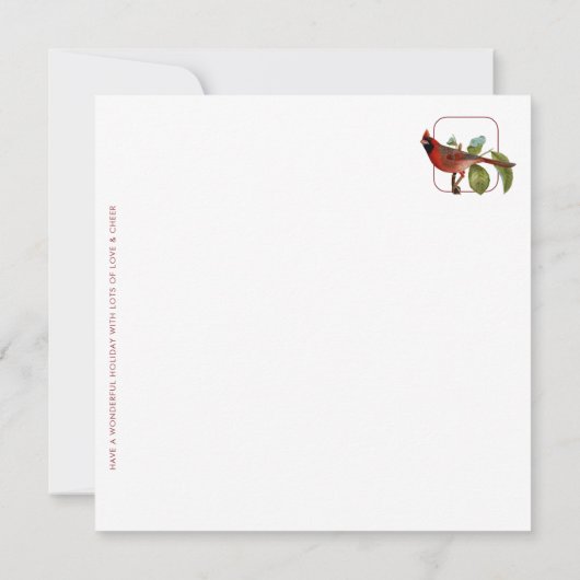 Kardinaal met kerst met bessen en vogel (Achterkant)