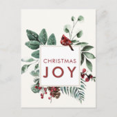 Kardinaal met kerst met bessen en vogel briefkaart (Voorkant)