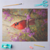 Kardinaal met paarse bloemen Decoupage Tissuepapier (Craft)