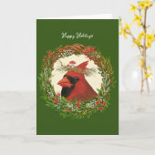 Kardinaal met paddenstoelvakantie kaart (Gele Bloem)