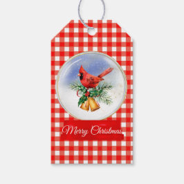 Kardinaal met Wereldbol kerstcadeauLabel voor Bell Cadeaulabel