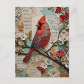 Kardinaal Mixed Media Briefkaart (Voorkant)