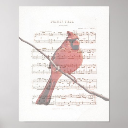 Kardinaal  muziekblad Art Print (Voorkant)