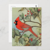 Kardinaal - Natuur Bird Art Kaart (Voorkant / Achterkant)