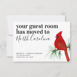 Kardinaal Noord Carolina Moving Announcement Notitiekaartje