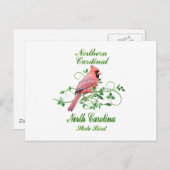Kardinaal Noord Carolina State Bird Briefkaart (Voorkant / Achterkant)