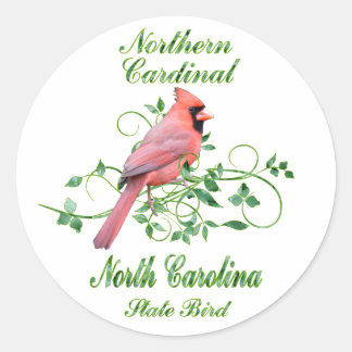 Kardinaal Noord Carolina State Bird Ronde Sticker