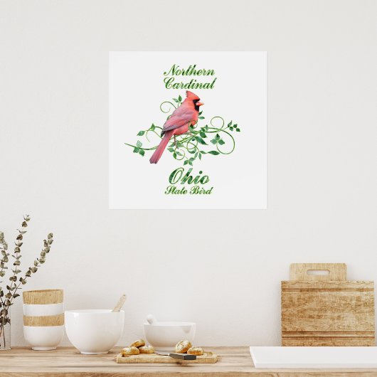Kardinaal Ohio State Bird Poster (Keuken)