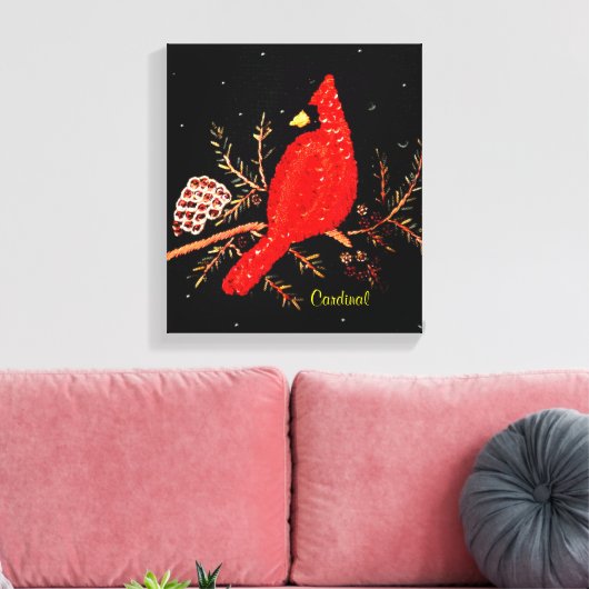 Kardinaal ontwerp van de vogelsequens van de Roodv Canvas Afdruk (Insitu (Woonkamer))