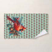 Kardinaal op dennentak met winterbessen bad handdoek (Handdoek)