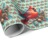Kardinaal op dennentak met winterbessen cadeaupapier (Rol Hoek)