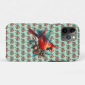Kardinaal op dennentak met winterbessen Case-Mate iPhone case (Achterkant (horizontaal))