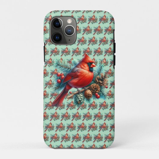 Kardinaal op dennentak met winterbessen Case-Mate iPhone case (Achterkant)