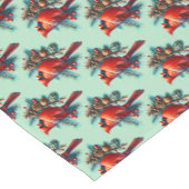 Kardinaal op dennentak met winterbessen korte tafelloper (Hoek)