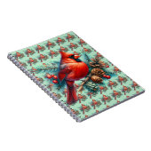 Kardinaal op dennentak met winterbessen notitieboek (Rechterzijde)