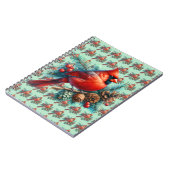 Kardinaal op dennentak met winterbessen notitieboek (Linkerzijde)